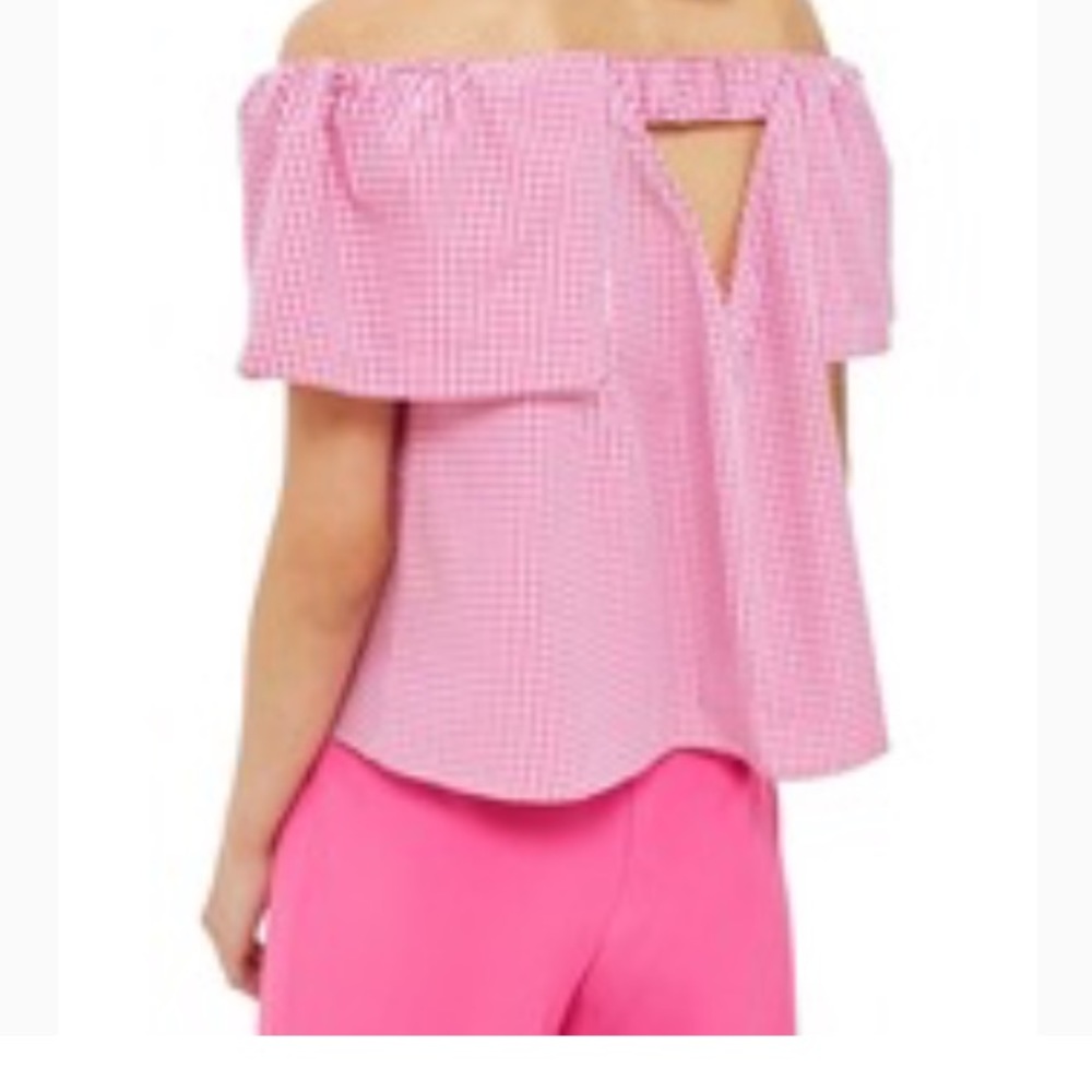 Topshop - Maggie Bardot Pink and white Gingham top - Picture 3 of 8
